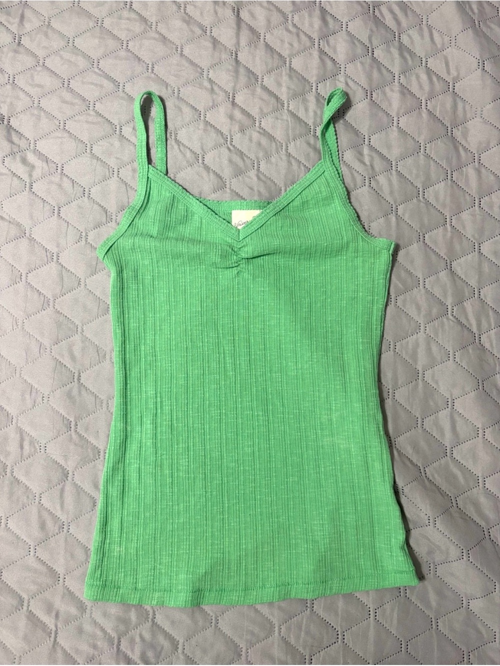 Universal Thread Green Ribbed V-Neck Camisole Top